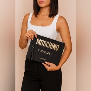 NWT Moschino label black clutch